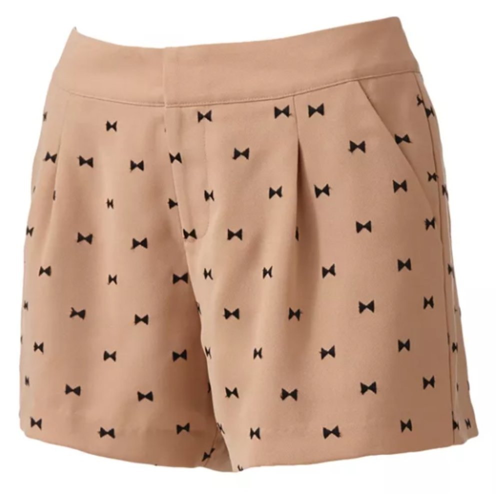 LC Lauren Conrad Tan Shorts w Black Bows sz 8